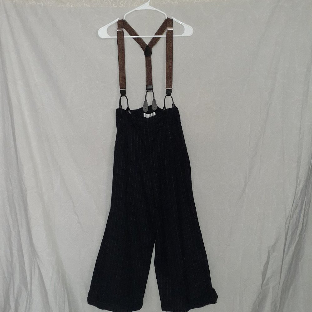 90s vintage high rise pinstripe suspender wide-leg pants from The Limited